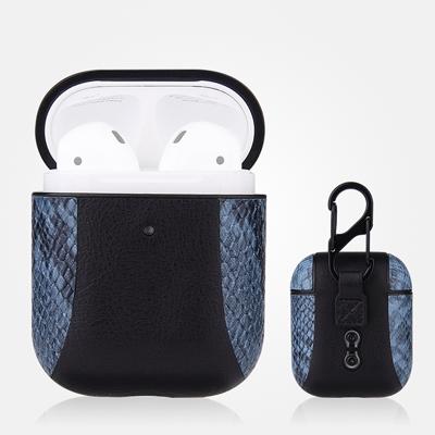 Kleur-matching flip-over lederen koptelefoon schokbestendige beschermende case voor Apple AirPods 1/2 (blauw)