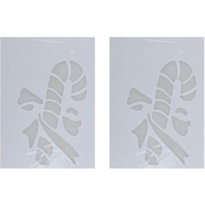Kerst raamsjabloon zuurstok - 2x - wit - 35 cm - raamdecoratie - kerstversiering