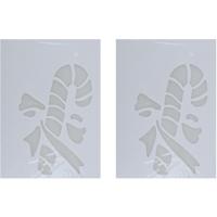 Kerst raamsjabloon zuurstok - 2x - wit - 35 cm - raamdecoratie - kerstversiering