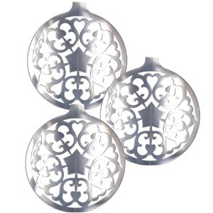 Grote Kerstbal hangdecoratie van karton - 3x - zilver - Dia 49 cm - Kerstversiering