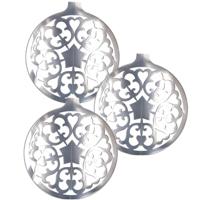 Grote Kerstbal hangdecoratie van karton - 3x - zilver - Dia 49 cm - Kerstversiering