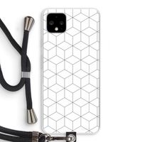 Zwart-witte kubussen: Pixel 4 XL Transparant Hoesje met koord