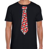 Cadeau T-shirt voor heren - 45 jaar - zwart - stopbord leeftijden - verjaardag
