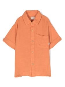 Knot chemise en coton Zale à manches courtes - Orange