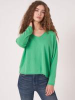 Oversized V-hals trui van biologisch cashmere