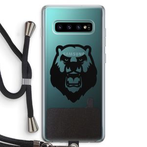 Angry Bear (black): Samsung Galaxy S10 Plus Transparant Hoesje met koord