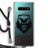 Angry Bear (black): Samsung Galaxy S10 Plus Transparant Hoesje met koord