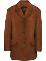 Prada blazer en daim à simple boutonnage - Marron