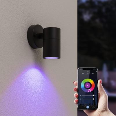 Mason - Smart LED Wandlamp - IP44 waterdicht - 5,5 Watt 345 Lumen - Wifi + Bluetooth - RGBWW - GU10 - Google Home, Amazon Alexa en Siri - Downlight - Zwart