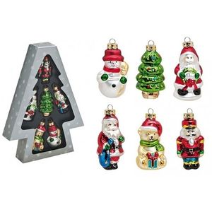 Set van 6 stuks kersthangers figuurtjes 8 cm kerstboomversiering