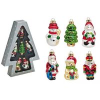 Set van 6 stuks kersthangers figuurtjes 8 cm kerstboomversiering - thumbnail