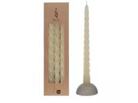 Twisted candles set 3 st, creme - Hortus