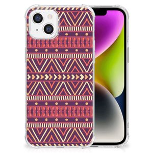 iPhone 14 Doorzichtige Silicone Hoesje Aztec Paars