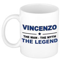 Naam cadeau mok/ beker Vincenzo The man, The myth the legend 300 ml   -