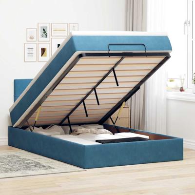 Ottoman bed met matras en LED's 120x200cm fluweel donkerblauw