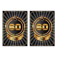 Verjaardag deurposter - 2x - 60 jaar - goud - 59 x 42 cm - leeftijd feestartikelen