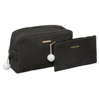 5Five Toilettas/make-up/opberg tasjes - 2x stuks - zwart - reis/vakantie - make-up etui