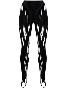 Mugler legging à empiècements transparents - Noir