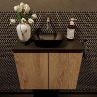 Mondiaz Fowy toiletmeubel 60cm washed oak met blad en waskom urban midden zonder kraangat