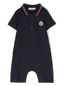 Moncler Enfant combinaison-polo à patch logo - Bleu