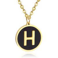 Goudkleurige Dames Schakelketting met Zwarte Kettinghanger Letter H