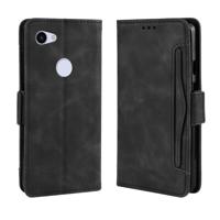 Portemonnee stijl huid gevoel kalf patroon lederen draagtas voor Google pixel 3a XL met aparte kaartsleuf (zwart)