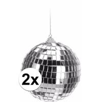 Kerstbal - 2x - discobal - zilver - D10 cm - piepschuim/glas - spiegelbol - kerstversiering