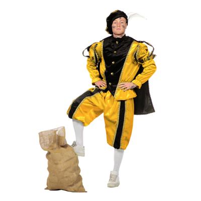 Pietenpak roetveeg Piet Luxe - geel - pieten verkleed kostuum 3-delig - volwassenen