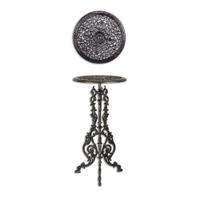 A CAST IRON PLANT TABLE, BLACK