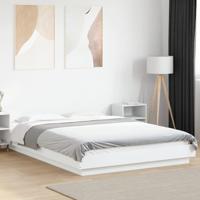 Bedframe bewerkt hout wit 135x190 cm