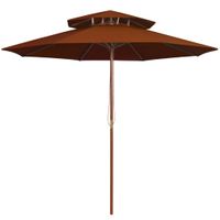 VidaXL Parasol dubbeldekker met houten paal 270 cm terracottakleurig