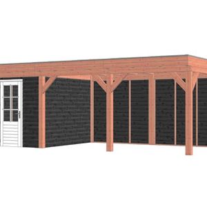 Trendhout Buitenverblijf Refter XL 735x340 cm - Combinatie 1- Plat dak- Onbehandeld lariks Douglas hout- Trendhout