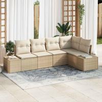 Tuinbankenset met opslag 5 pcs Beige en Crème poly rattan