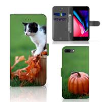 Apple iPhone 7 Plus | 8 Plus | Telefoonhoesje | Met pasjeshouder | Kitten