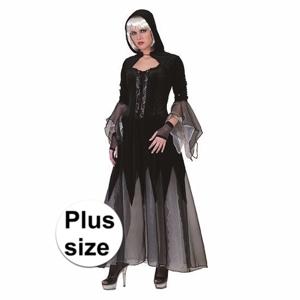 Grote maten vampieren verkleed jurk - Dames - zwart/grijs - Halloween kleding