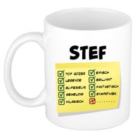 Naam mok Stef - wit - top gozer - keramiek - 300 ml - cadeau collega beker Naam mok Stef - wit - top gozer - keramiek - 300 ml - cadeau collega beker