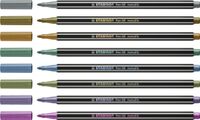STABILO Pen 68 metallic, premium viltstift metalen etui met 8 kleuren - thumbnail