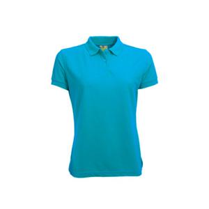 Dames basic poloshirt - turqouise blauw - korte mouw - getailleerd - katoen