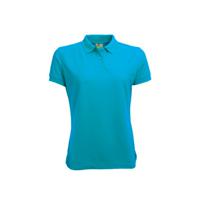 Dames basic poloshirt - turqouise blauw - korte mouw - getailleerd - katoen - thumbnail