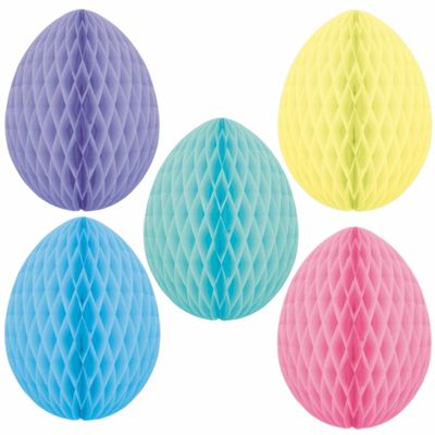 5x stuks hangende paaseieren deco versiering van papier 30 cm