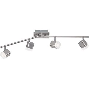 LED Plafondspot - Trion Ribon - 16W - Warm Wit 3000K - 4-lichts - Rechthoek - Mat Nikkel - Aluminium