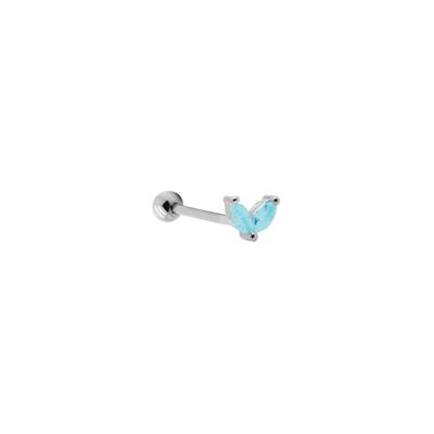Karma Piercing Double Leaves Turquoise | Zilver
