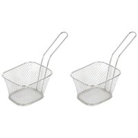 2x Zilver patat/snack serveermandje/frituurmandje 24 cm