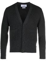 Thom Browne cardigan en maille nervurée à col v - Gris