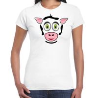 Dieren verkleed t-shirt dames - koe gezicht - carnavalskleding - wit Dieren verkleed t-shirt dames - koe gezicht - carnavalskleding - wit