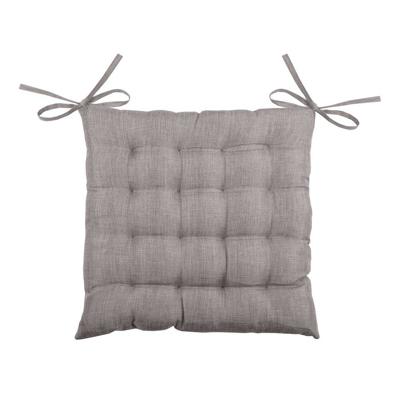 Stof Textile stoelkussen BEA - taupe - 40 x 40 x 4 cm - touwtjes sluiting - binnen/buiten