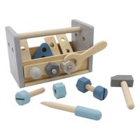 Lobbes Houten gereedschapskist draagbaar, 17dlg.