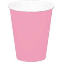 8x stuks drinkbekers van papier roze 350 ml - Feestbekertjes