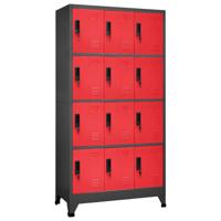 Lockerkast 90x45x180 cm staal antracietkleurig en rood