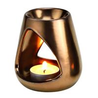 Geurbrander voor amberblokjes/geurolie - keramiek - goud - 9 x 10 x 9 cm - Geurbranders - thumbnail